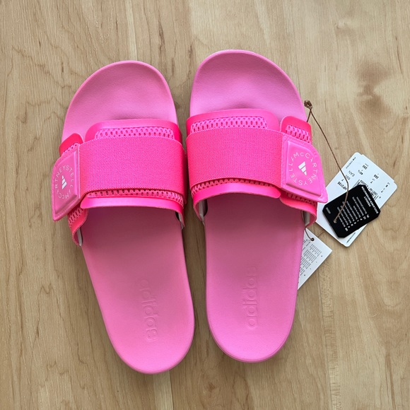 Pink Adidas by Stella McCartney Slides “Screaming Pink” Size 8 NWT - Picture 3 of 6